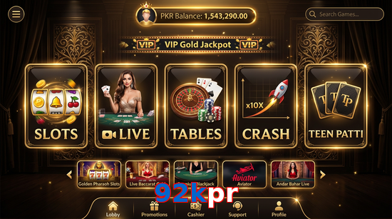 Main screen of 92Kpr casino page for PK players