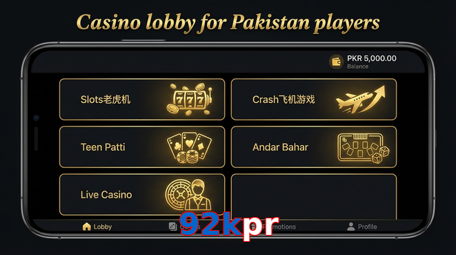 Lobby view of 92Kpr for Pakistan users